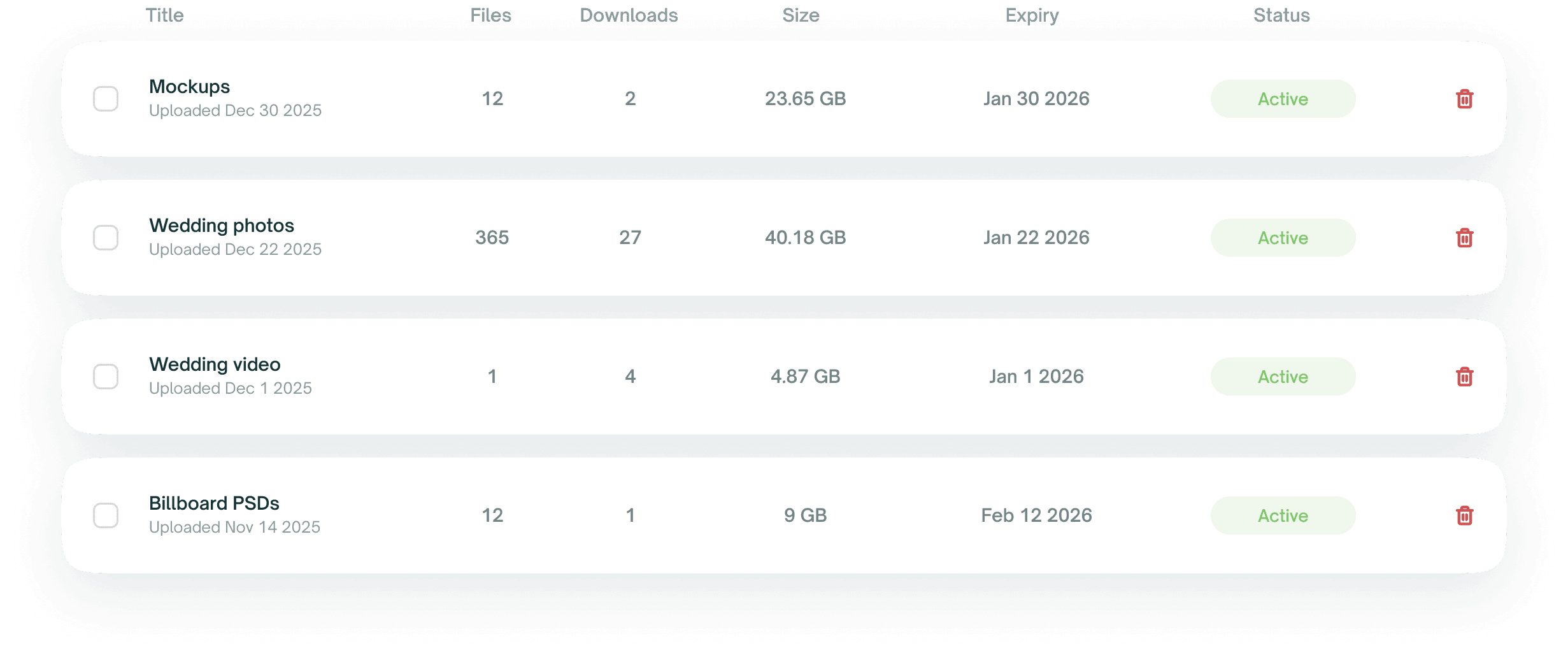 ZappFiles upload dashboard showing history and downloads