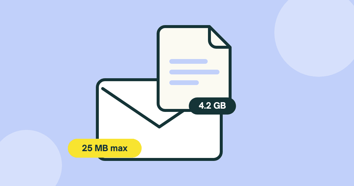 Illustration of a large file that does not fit in an email envelope