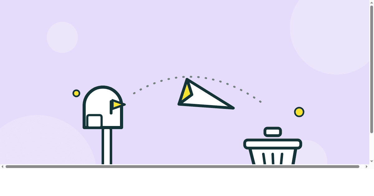 Illustration of a paper airplane missing a mailbox and landing in a spam tray