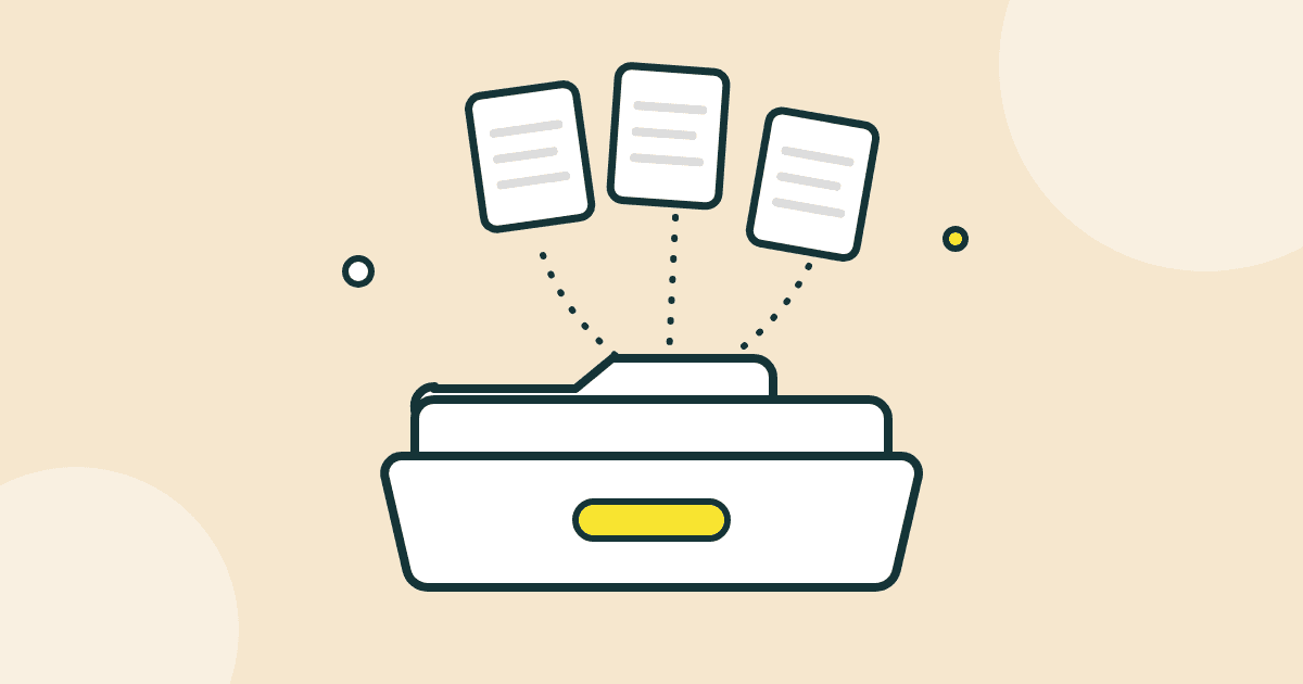 Illustration of files being sorted into a labeled folder